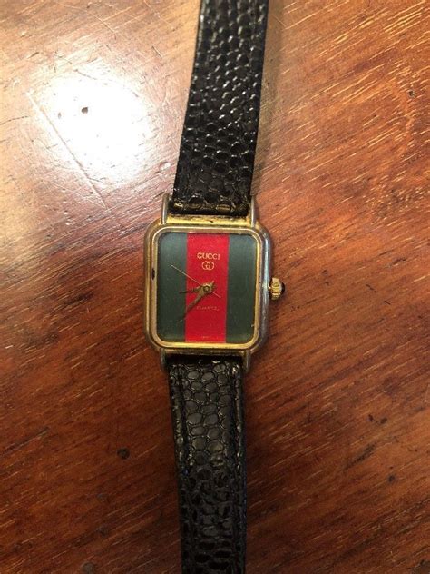 old gucci watch small square black body|authentic vintage Gucci watch.